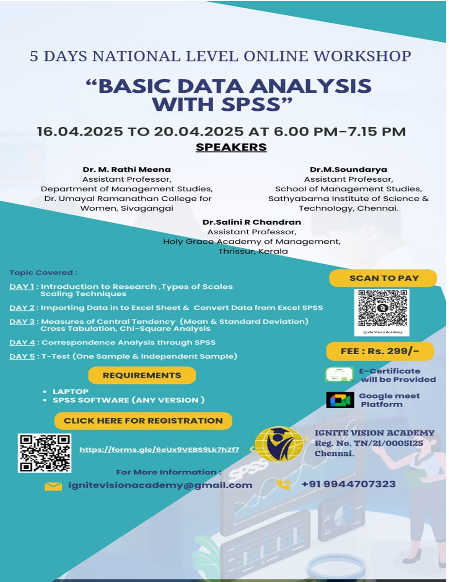 Flyer for Basic Data Analysis with SPSS Workshop